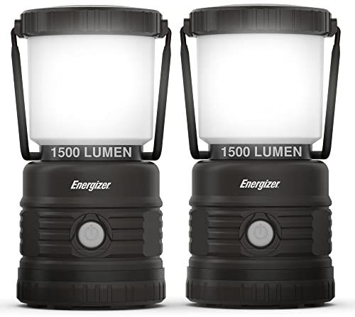 ENERGIZER LED Lantern X1500 (2-Pack), IPX4 Water Resistant Tent Lights, Super Bright Battery Powered Lanterns for Camping, Outdoors, Emergency