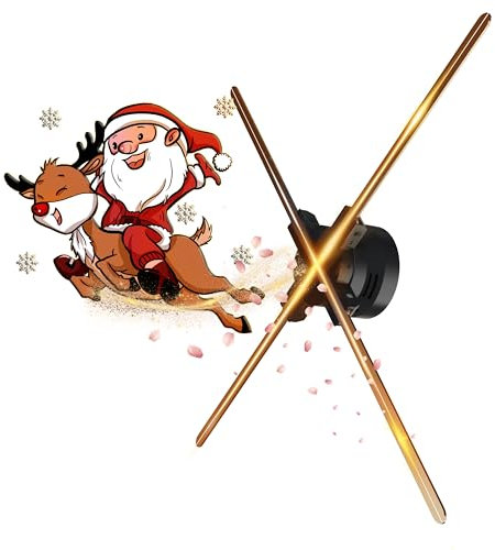 Missyou 70 cm Hologram 3D Christmas Tree LED Holographic Projector with WiFi and Bluetooth App and 700 Burger Anime Video; for Exhibitions, Holographic Propeller