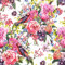 ReWallpaper Selbstklebende Tapete Blumen Vögel 44.5CM×7M Rosa Vintage Muster Wandtapete für Wohnzimmer Schlafzimmer Bunt