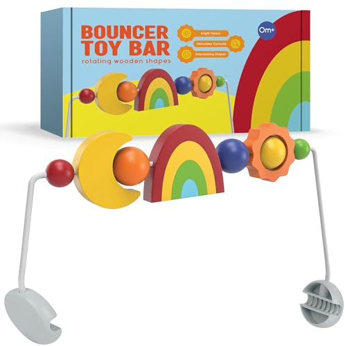 Durabasics Spielzeugstange, kompatibel mit Baby Björn-Wippstange, ansprechende bunte Formen, komplett aus Holz, drehbar, von der Natur inspirierte Figuren, kompatibel mit Baby-Bjorn-Wippe