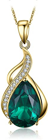 JewelryPalace Drop Cut 2,8ct Simulerad Smaragd Hängsmycke 45cm, Gröna Smycken Halsband Damer Silver 925 Halsband Damer ädelstenar Flickor Zirkonia, Smycken Med Sten För Kvinnor Guldpläterade