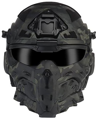 Casque Tactique Airsoft Casque intégré Anti-buée Ventilateur Assaut Masque Amovible Paintball Airsoft Équipement Protection Casque (BCP)