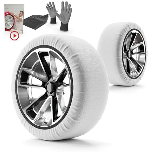 WALSER Premium Textile Schneeketten nach EU Norm 16662-1 homologiert, Qualitätssieger Sehr Gut*, 2er Set Textilschneekette Snow Sock, Anti-Rutsch Auto Schneeketten, Car Snow Chains weiß XS