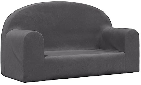 vidaXL Kindersofa 2-Sitzer Anthrazit Weich Plüsch