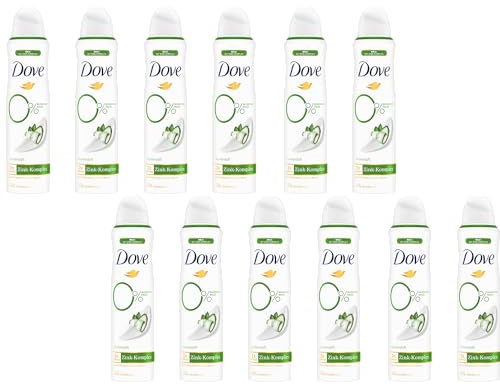 Dove Lot de 12 déodorants en spray Parfum concombre avec complexe de zinc nourrissant et 0 % sels d'aluminium 150 ml