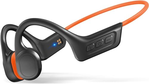 Upgrade Bone Conduction Headphones, IPX7 Waterproof Bluetooth 5.3 Sport Headphones, Open Ear, 10H Playtime for Cycling, Gym, Hiking, Workout (Orange)