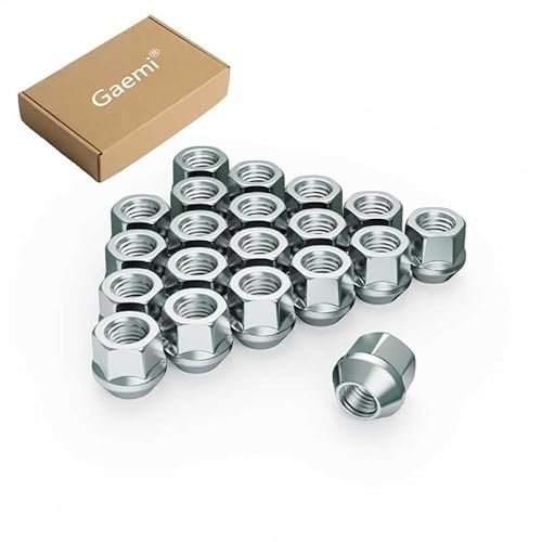 Gaemi 7/16 Open End Chrome Lug Nuts for Aftermarket Wheels,20Pcs 7/16 Lug Nuts Set,3/4 Hex 0.84” Height Conical Seat 60,Sliver