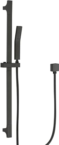 BAITUJIE Duschstange mit Brause Matt Schwarz Edelstahl Duschset mit Duschkopfhalterung und Schlauch für Badezimmer Rechteckig Matt Schwarz