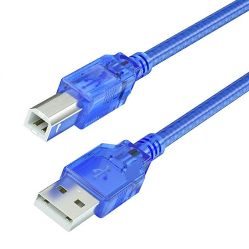 VMOJO USB 2.0 Druckerkabel A auf B, Ferritkern,1,5 m,480 Mbit/s, geschirmt | Für Drucker Scanner USB-B Geräte, 480 Mbit/s, abwärtskompatibel USB 1.1/1.0,mit Ferritkern & Abschirmung,blau,Plug & Play
