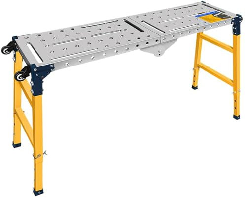 Trabattello, Regolabile in Altezza Ponteggio Trabattello, TOOSOAR Cavalletti da Lavoro, 36 x 140 CM