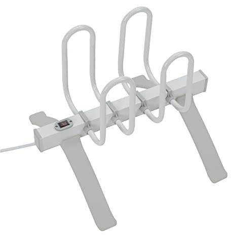 LJPZYOY N/A Sèche-Chaussures électrique Blanc, étendoir à Chaussures, sèche-Chaussures à Thermostat en Alliage d'aluminium, Chauffe-Chaussures Autoportant avec Interrupteur, 2 Paires de Chaussures
