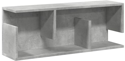 vidaXL Wandregal, Regal mit Stauraum Hängend Wanddeko, Hängeregal Schweberegal für Wohnzimmer, Bücherregal Wandboard, Betongrau Holzwerkstoff