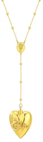 OIDEA Damen Halskette Rosenkranz Herz: Y Kette aus Edelstahl mit Liebesurne Öffenbar Lana Del Rey Anhänger elegant LDR Design Schmuck Geschenk für Frauen Freundin Schwester