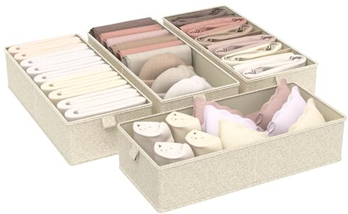 ENUMAIL Drawer Organizer with PP Panel 51x22x11cm Grey and Beige 4 Pack
