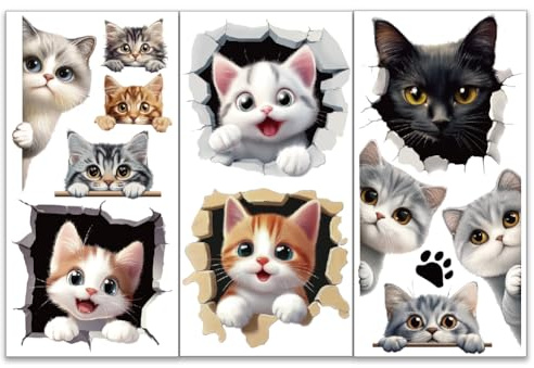 OLYCRAFT 3 Stück/Set Katzen Transferfolien Zum Aufreiben Für Möbel Und Bastelarbeiten 15x30cm Guckende Katze Möbel Transferaufkleber Möbelaufkleber Dekor Transferaufkleber Abziehbilder Zum Aufreiben