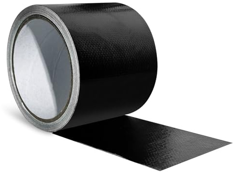 Helweet Planenband, Zelt Klebeband, Reparaturklebeband, Gewebeklebeband, Gewebeband, Geeignet für Zelte, Sonnenschirme, Gartenschirme, Autoabdeckungen, Wasserdicht, Schwarz, 48mm x 20m