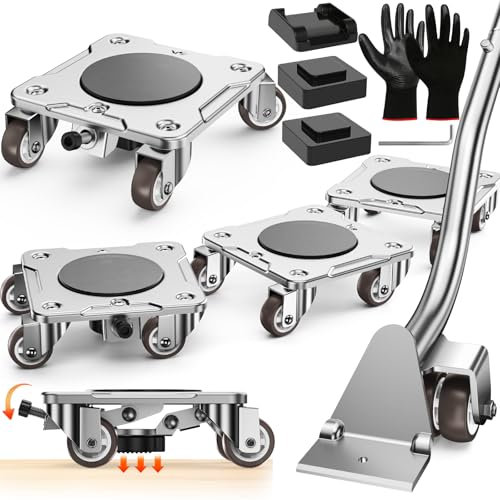 Furniture Moving Set with Parking Function - Furniture Dolly, Furniture Movers with Stabilizers, Upgraded Carbon Steel Panel, Max Load 1100LBS, Secure Long-Term Placement of Heavy Duty
