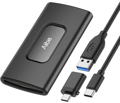 Aiibe Unidad Externa de Estado sólido de 1 TB USB C portátil SSD USB 3.2 Gen 2, hasta 1050 MB/s, Disco Duro Externo SSD de 1 TB para iPhone 15/Pro, portátil, Mac y PS4 (Negro)