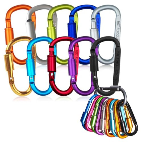 Duoleimi Schraubkarabiner Set - 10x karabiner schlüsselanhänger mit Schraubverschluss, Aluminium Karabinerhaken für Backpacking Camping Wandern (10 Farben)