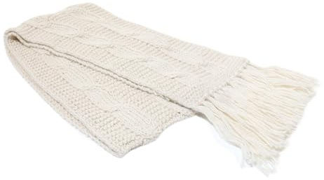 AlpacaOne 100% Alpaka Strickschal mit Zopfmuster – Warmer Schal mit Fransen, Weich & Leicht, für kalte Tage, für Herren & Damen