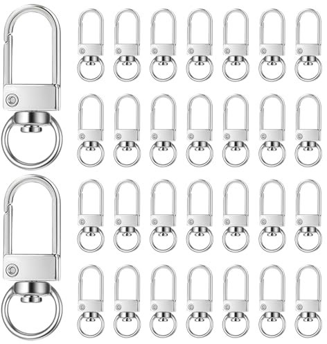 30 Stück Schlüsselanhänger Karabiner Karabinerhaken mit Drehgelenk Zinklegierung Schlüsselringe Klein Schlüsselanhänger Clip Haken Drehbare Krallenverschlüsse für DIY Keychain Stecker