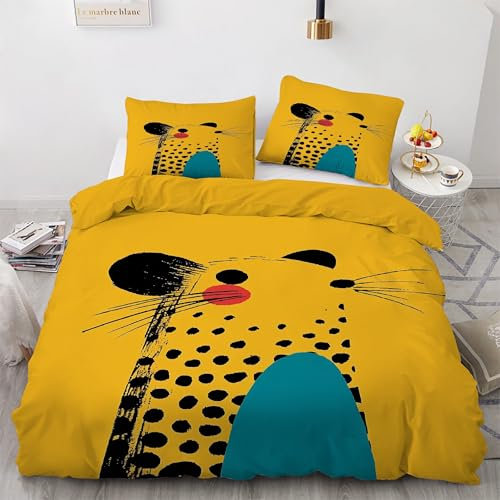 YZQGLHP Maus Bettwäsche 220x240 Gelb, Wendebettwäsche & Zimmer Deko, Weiche Microfaser Bettbezug Set 2 Teilig, 2 Kissenbezug 80x80, mit Reißverschluss