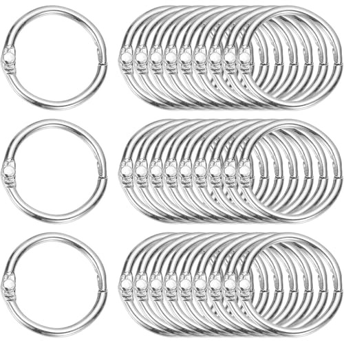 30 Pcs Binder Rings Metal Book Ring, Loose Leaf Book Rings, Flashcard Rings for Crafting, Scrapbooking, Office, School, Small Book Rings (30mm)