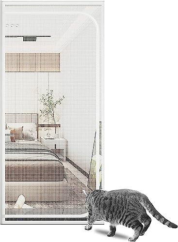Xinyilau Haustier-Fliegengitter, Größe 90 x 210 cm, Dickes Katzenschutzgitter, for Wohnzimmer, Katze, Kratzfeste Fliegengittertür mit Reißverschluss(B,120x220cm)