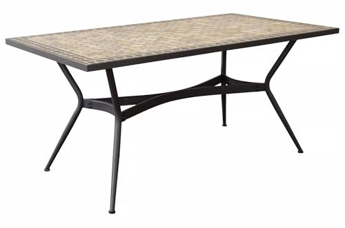 milani home - tavolo da giardino rettangolare, Brais, piano mosaico, 160 x 90 cm, antracite