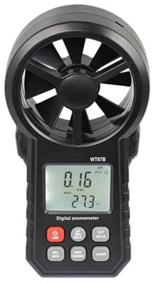 TIEOAXFT Anémomètre numérique Bluetooth WT87B, Compteur de Vitesse du Vent, Vitesse du Vent, température du débit, Mesure du Volume de l'air Froid, Enregistrement de données