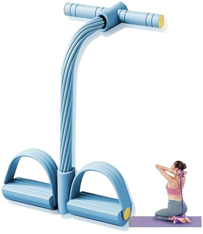 Bauchtrainer, Sit-Up Trainingsgeräte Bodybuilding, Expander Ganzkörpertrainer für Sportgeräte Zuhause, 12 Tubes Elastische Zugseil, Multifunktions-Leg-Exerciser für Fitness Training (BLAU)