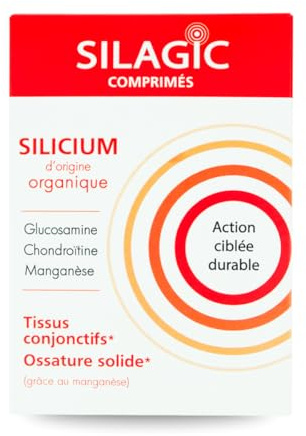 SILAGIC - Glucosamine, Chondroïtine, Manganèse & Silicium Organique - 3 en 1 : Articulations, Mobilité & Capital Osseux - Fabriqué en France - 30 Comprimés