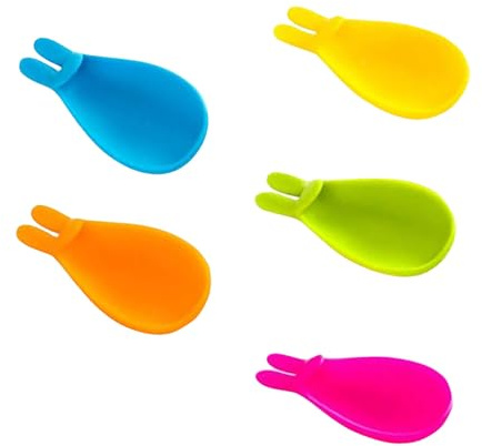 POPETPOP 5piezas Soportes De Silicona Forma De Conejo Para Bolsas De Té De Colgador Antideslizante De Silicona Alimenticio Soporte y Plato Para Bolsitas y Cucharas Accesorio Para Infusión p