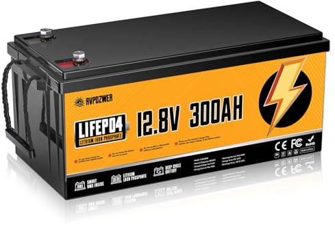 12V 300Ah LiFePO4 Battery Built-in 200A BMS, Deep Cycle Batteries, Grade A Lithium with Low-Temp Protection, Lithium Iron Phosphate Batterien 18000 Cycles for RV, Home Energy Storage, Solar Off-Grid
