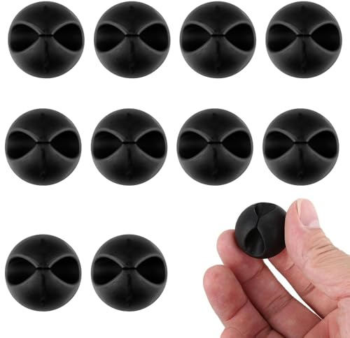 10 PCS Mini Cable Holder, Black Adhesive Car Cable Clips Dust-Proof Car Wire Clips Management Cord Organizer Holder Clips for Nightstand, Desk, Home, Office, Cubicle