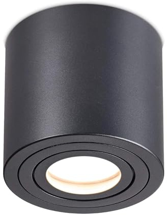 lambado LED Aufbauleuchte für Feuchtraum/Deckenstrahler Set inkl. 230V 5W GU10 Spots dimmbar - Wasserschutz für Bad & Außen - Aufbaustrahler IP44 in Schwarz