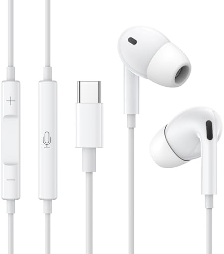 Écouteurs Filaire USB C Type C Asque HiFi Stéréo Intra-Auriculaires Filaire Écouteurs avec Micro et Contrôle du Volume，Compatible avec iPhone 15/Samsung Galaxy S23/S22/S21,Google Pixel
