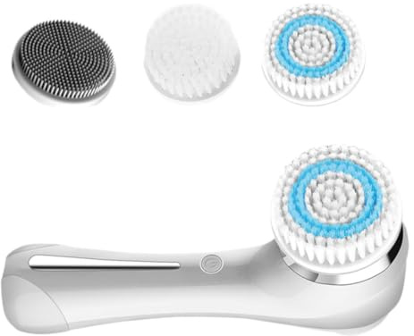 Healvian Nettoyeur Facial Électrique Portable Silicone Brosse de Nettoyage Multifonction pour Visage Massage et Exfoliation et Filles Blanc