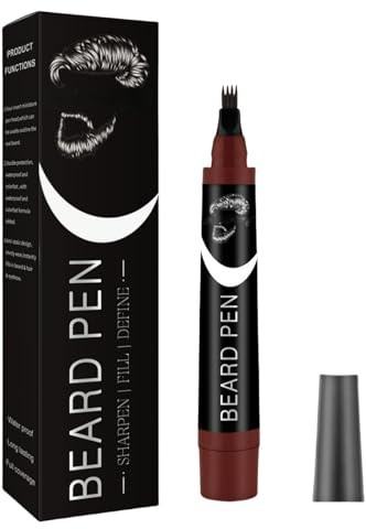 Beard Pencil Filler for Men,Beard Pencil Filler with Fork Tip,Natural Enhancer to Fill,Shape and Define,Easy Beard Pen Liner,Mustache Shaping and Enhancing,Waterproof & Long Lasting,Sharpen Hair,Brown