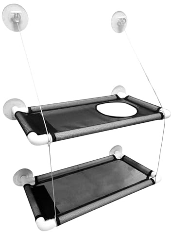 Hamaca de Ventana para Gatos en el Interior, con de Doble Capa, repisa de Cama con Ventana Que Ahorra Espacio, Asiento de Seguridad Transpirable para Mascotas, estantes Interiores para