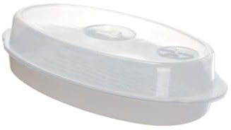 VANZACK Assiette Vapeur pour Poisson avec Couvercle Cuiseur Vapeur Micro-ondes Pratique Plaque de Cuisson Express et Saine pour Légumes et Dim Sum Plateau de Cuisson Multifonction pour