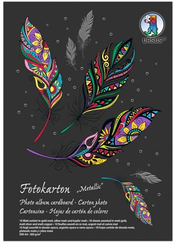 Fotokarton-Block Metallic, DIN A4, 300g/qm, 10 Blatt, 3 sortierte Farben