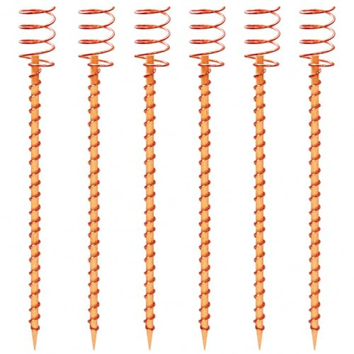 6er-Pack 38 cm Elektrokultur-Kupfer-Gartenantenne, Elektrokultur-Pflanzenstecker, Kupferdraht für Gartenstecker, Tensorringe aus Kupfer, Elektrospulen-Stützstangen-Set für den Anbau von Gemüse und