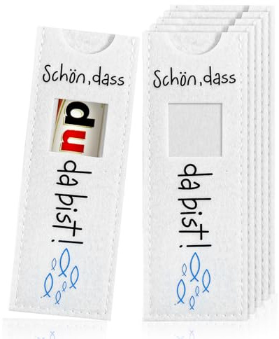 Jerhyun 10 Stück Schön dass da bist Hülle Filz Geschenke | Kleines Fischmuster für Verwendung beim Fest der Taufe des Herrn,Geburtstage(Blauer Fisch)