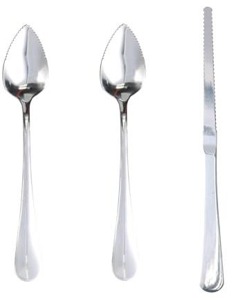 3 Piezas Pelador De Naranjas Acero Inoxidable Cuchara Para Kiwi Borde Dentado Cuchara Para Pomelo Para CíTricos Como Pomelos, Naranjas Y Kiwis