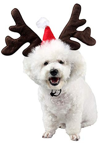 BESTOYARD Weihnachtliches Haustier-Haarband mit Schleife für Weihnachten, Festivals, Party, Dekoration (rotes Mützenmuster)