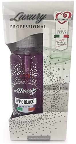 Profumi & Co-Parfums Ambiance Spray Luxury Professionnel-Désodorisant Voiture, maison, le travail-Diffuseur d’Essence non à Mauvaises Odeurs-Fraîche et Durable 300 ml Fabriqué en Italie (Noir Opium)