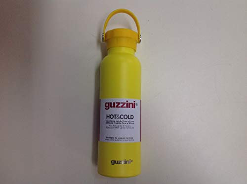 Guzzini Bottiglia da Viaggio Termica Mantiene Caldo Fino 8 Ore e Freddo Fino 16 Ore, Acciaio. (Giallo)