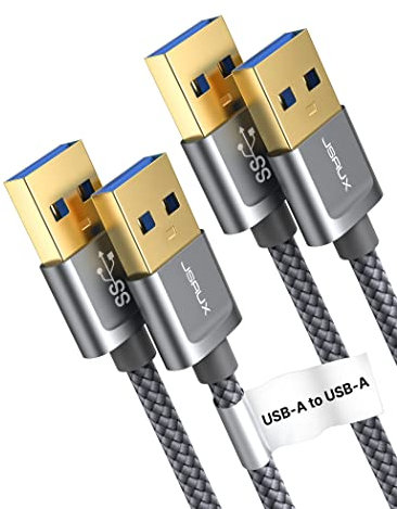 JSAUX USB 3.0 A Male to Male cable, [2-pack/1M+2M] 5Gbps SuperSpeed Data Transfer Cable Gold Plated Compatible with External Hard Drive, Blu-ray, Printer,Camera,DVD, etc-Grey