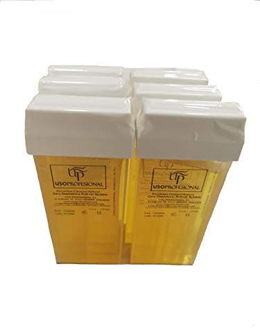 6 Cartuchos Roll-Ons de Cera Depilatoria Tibia de 100ml/ud para Depilación con Bandas Depilatorias